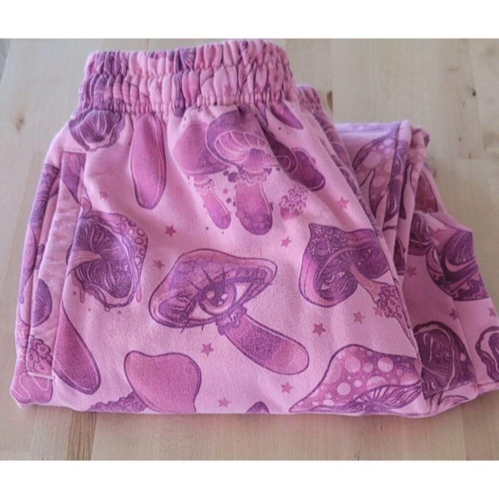 Vintage Mushroom Sweatpants Size SM Pink Hippie Festival Fairy Boho - Picture 11 of 11